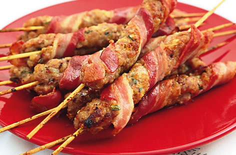 Novelli sausage meat and smoked bacon koftas